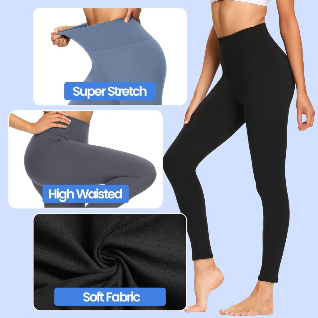 GAYHAY 3 Pack Leggings for Women High Waisted - Tummy Control Workout Yoga Pants Gym Running Compression Black Leggings
