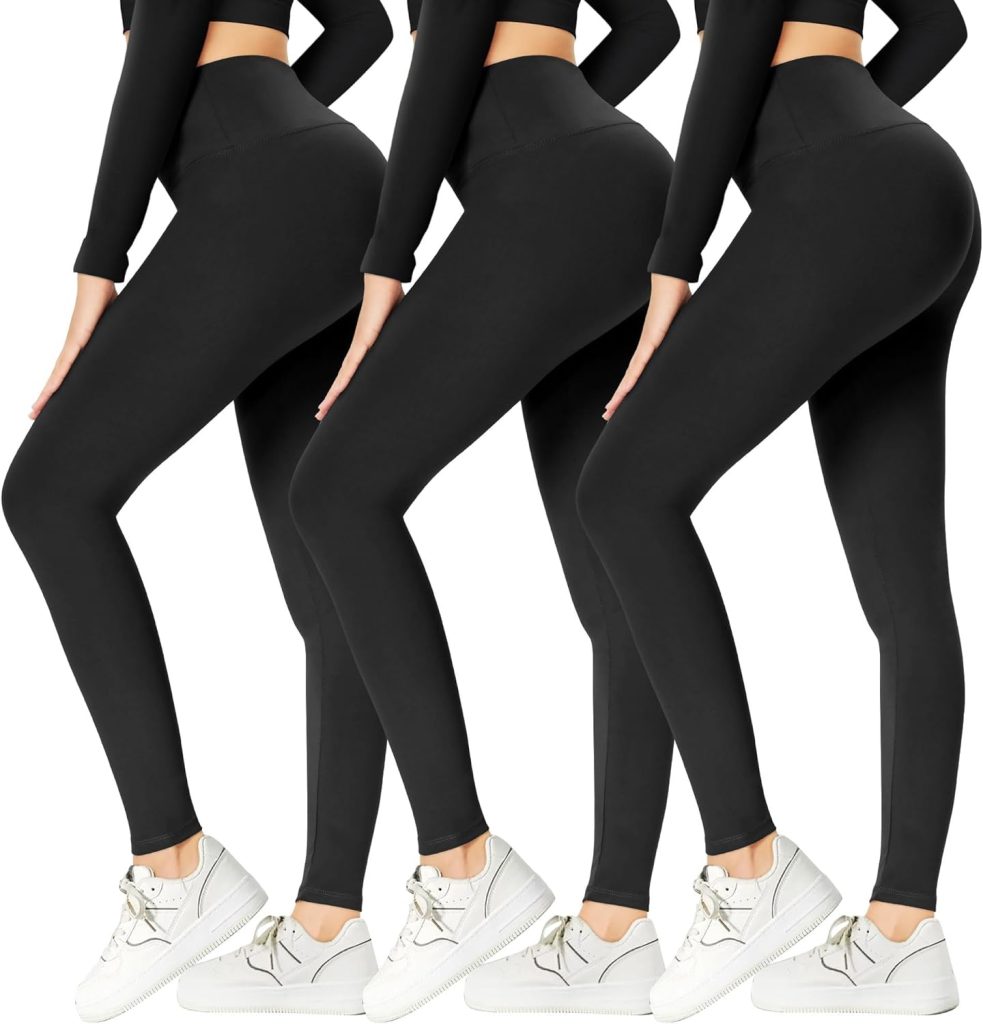 GAYHAY 3 Pack Leggings for Women High Waisted - Tummy Control Workout Yoga Pants Gym Running Compression Black Leggings