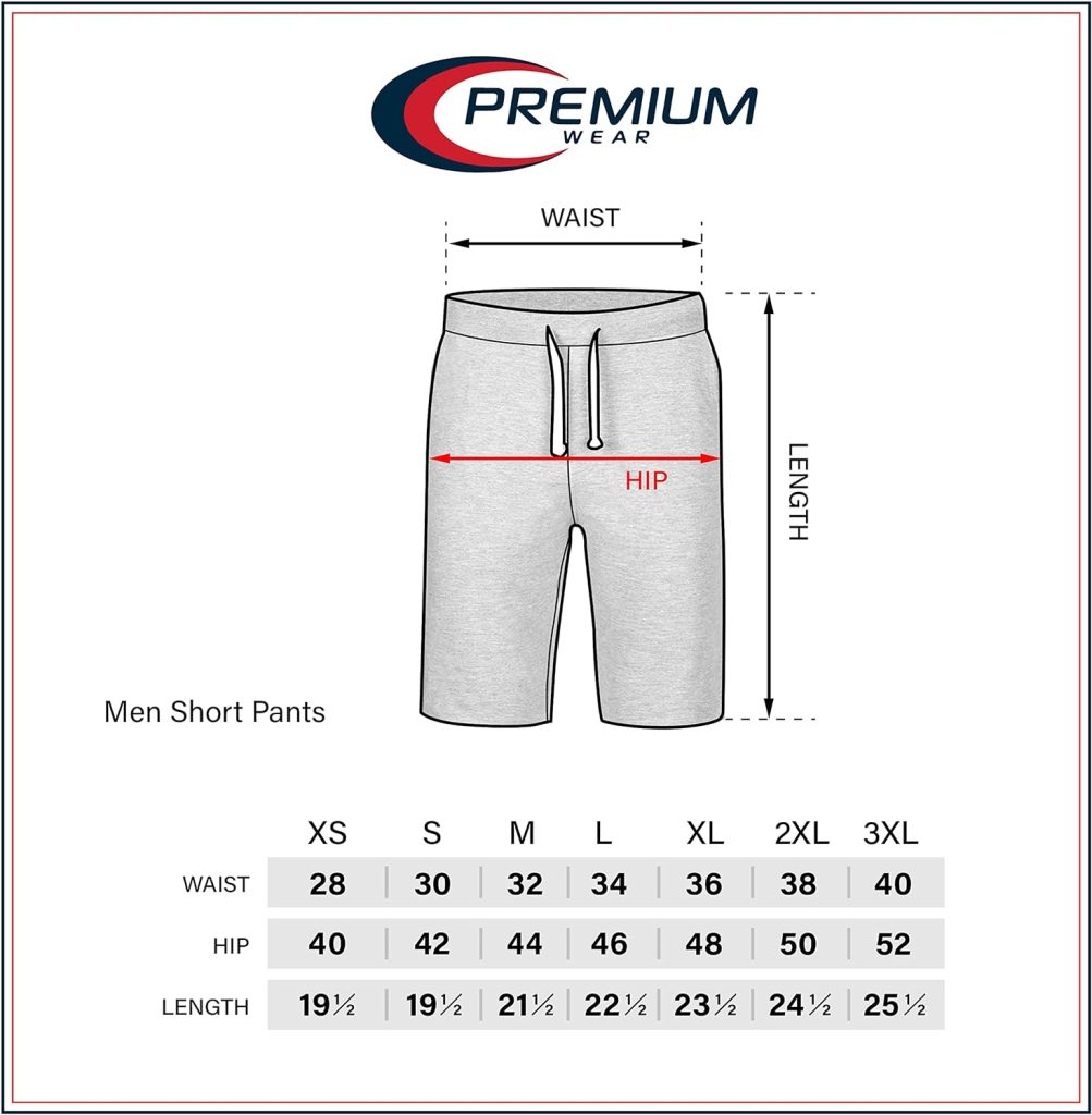 Premium Wear Mens Casual Soft Cotton Elastic and Drawstring Fleece Jogger Gym Active Pocket Shorts