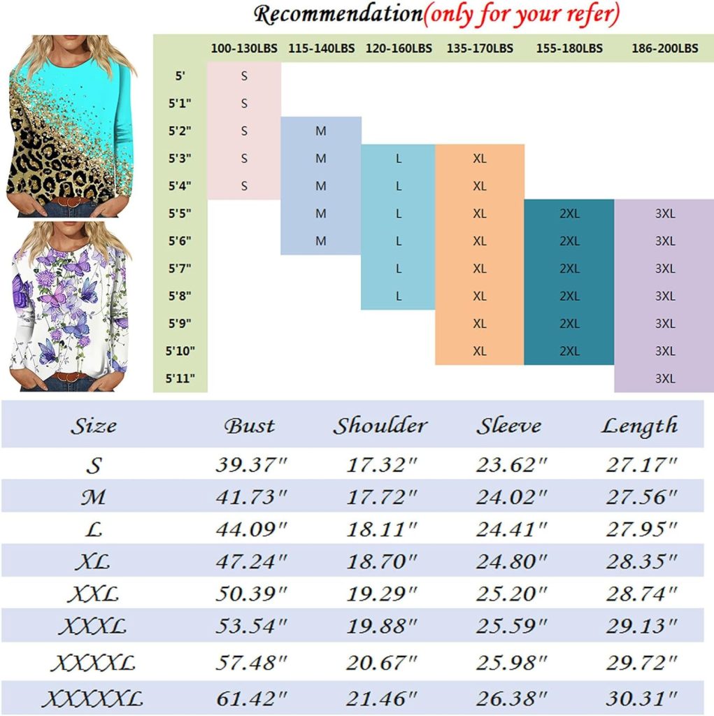 RMXEi Work Tops for Women, Womens Fashion Casual Long Sleeve Print Round Neck Pullover Top Blouses