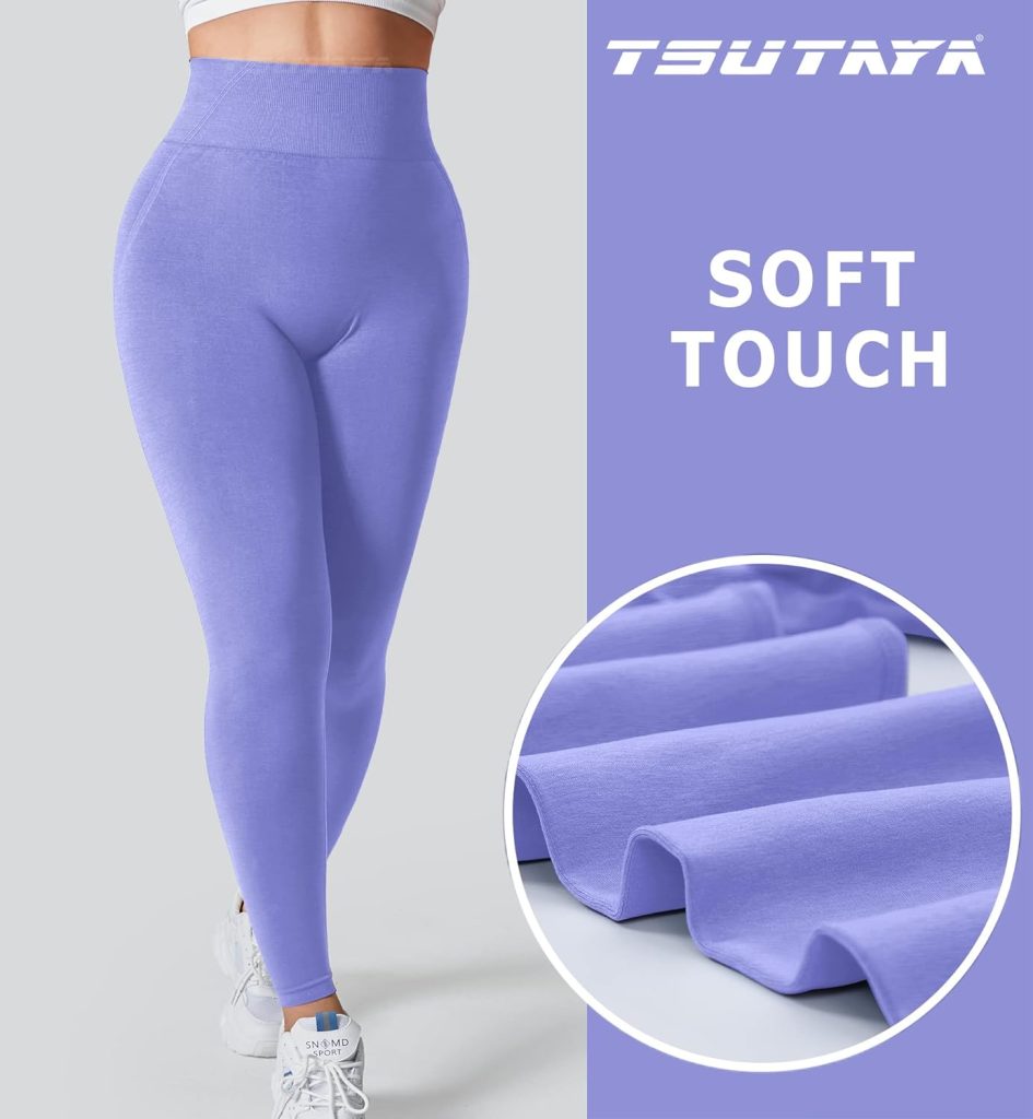 TSUTAYA Seamless Workout Scrunch Leggings for Women Tummy Control Butt Lifting High Waisted Womens Gym Yoga Pants