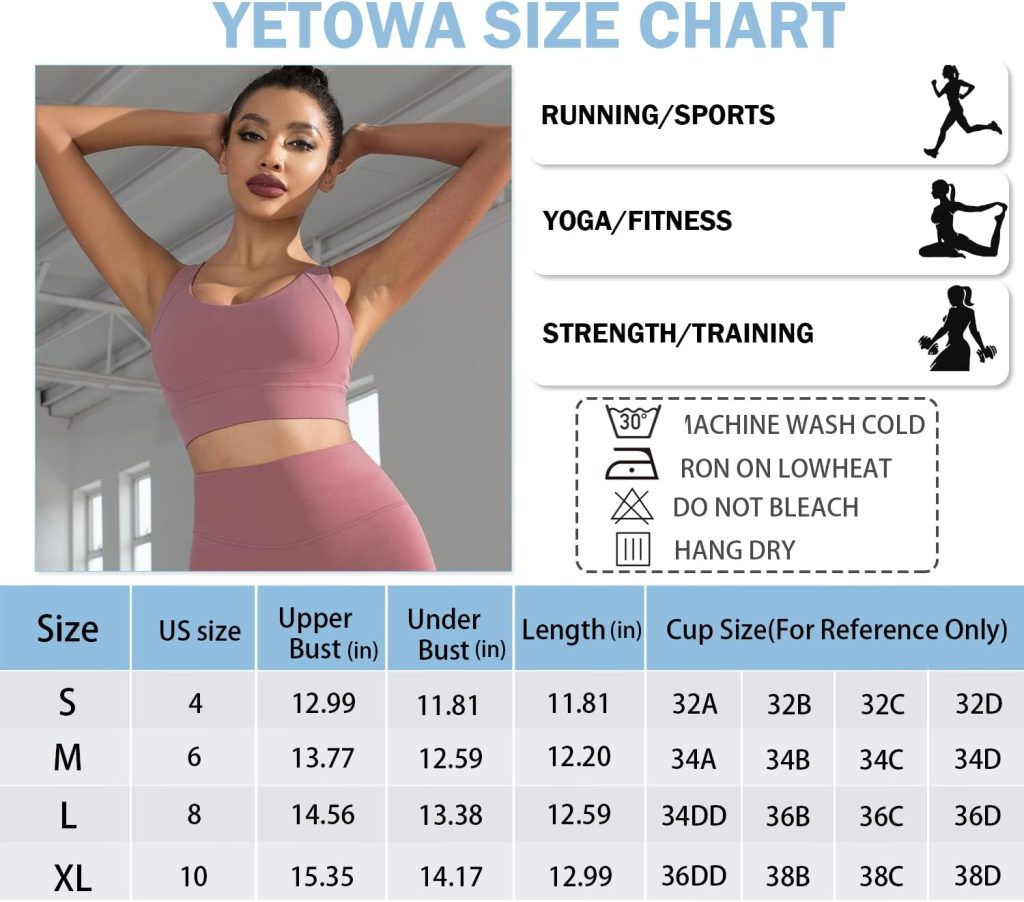 YETOWA Sports Bra for Women Padded Sports Bras Criss-Cross Back Yoga Bra with Removable Cups Workout Bras