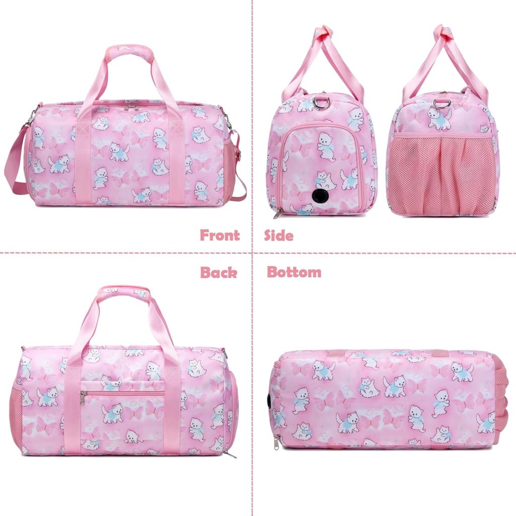 Dance Bags for Girls, Fairy Blue Duffle Bags with Wet  Shoe Compartment Ballet Bag for Girls, Water Resistant Gym Sport Travel Bag Overnight Sleepover Bags for Kids