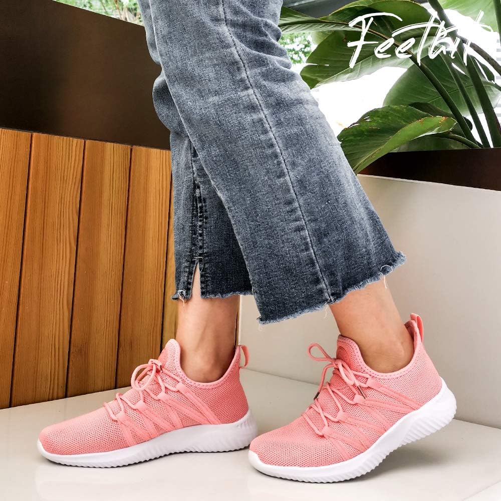Feethit Womens Slip On Running Shoes Non Slip Walking Shoes Lightweight Gym Workout Shoes Breathable Fashion Sneakers