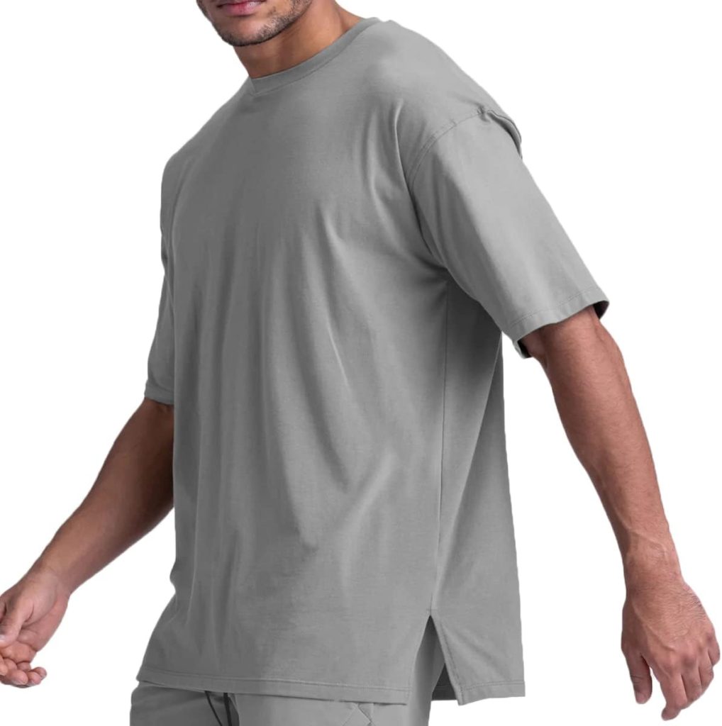 Magiftbox Cotton Gym Shirts Oversized Athletic Loose Workout t Shirts Short Sleeve for Men T68N