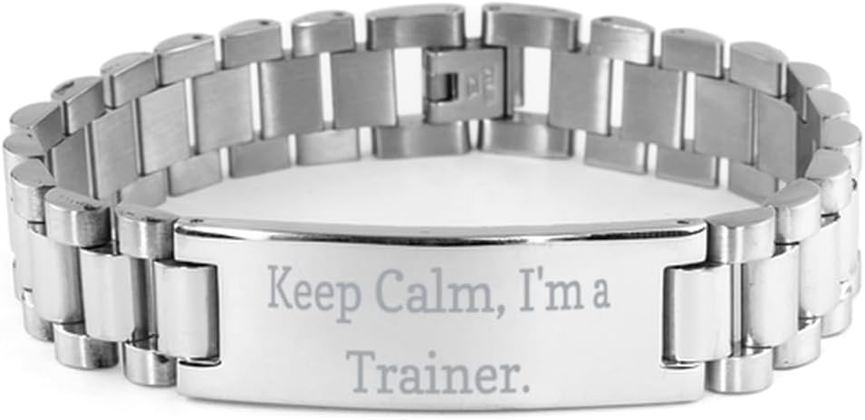 Nice Trainer Gifts, Keep Calm, Im a Trainer, Birthday Ladder Bracelet For Trainer from Colleagues, Personalized trainer ladder bracelet, Unique gym bracelet, Custom fitness bracelet, Sporty jewelry