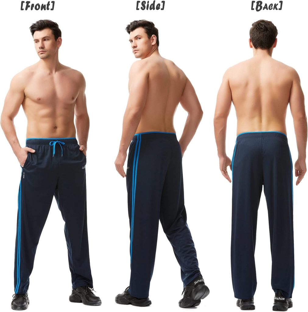 SACUIMAN Mens Sweatpants with Zipper Pockets Open Bottom Athletic Pants for Workout,Running,Training,Jogging,Gym
