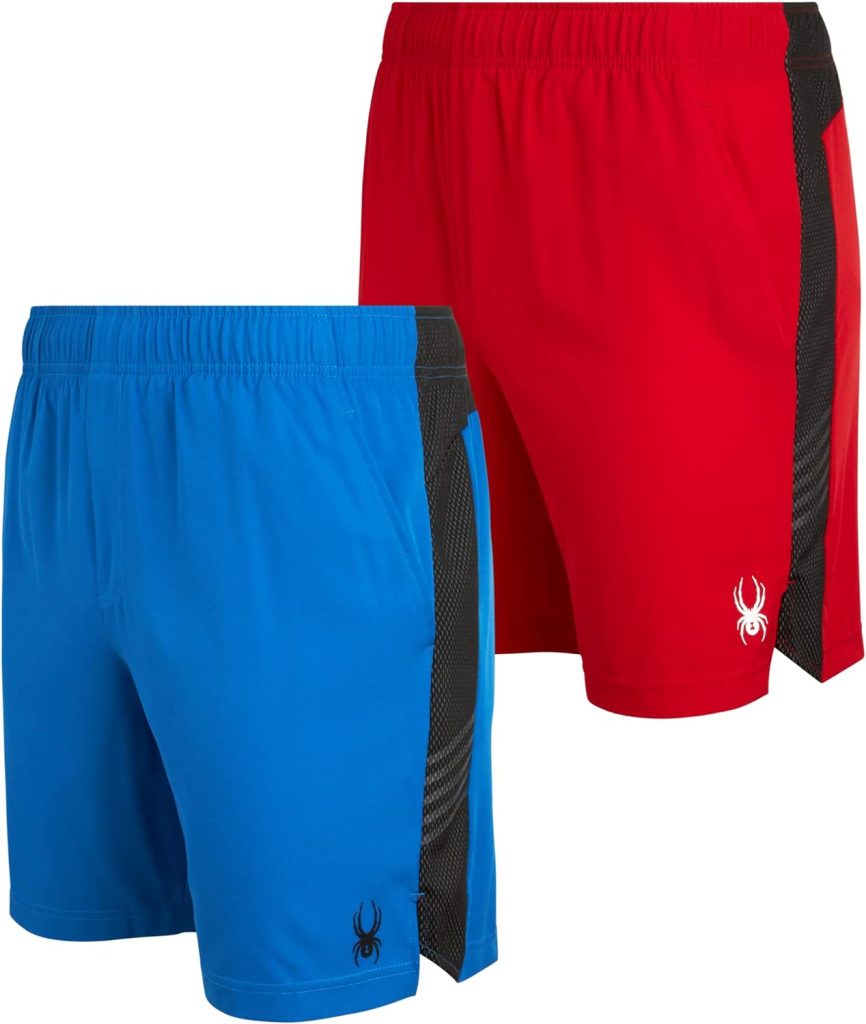 Spyder Mens Athletic Shorts - 2 Pack Active Performance Basketball Shorts with Pockets - 8 Gym Running Shorts for Men (S-XL)