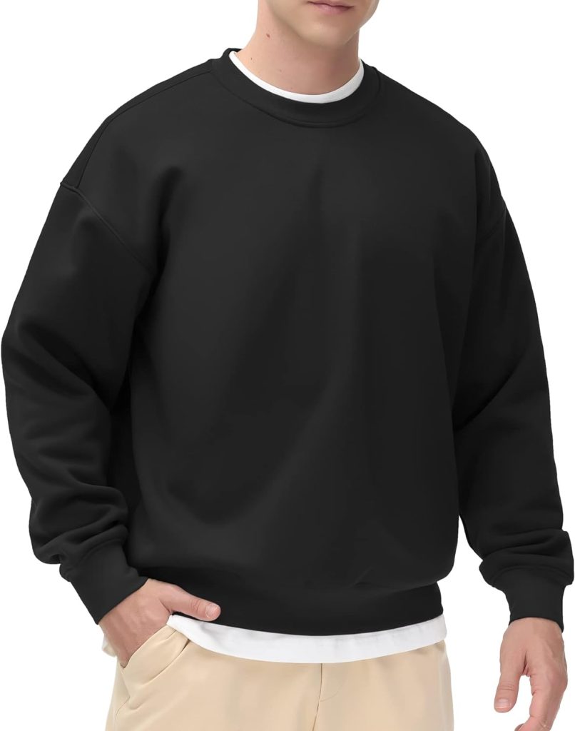THE GYM PEOPLE Mens Fleece Crewneck Sweatshirt Thick Loose fit Soft Basic Pullover Sweatshirt