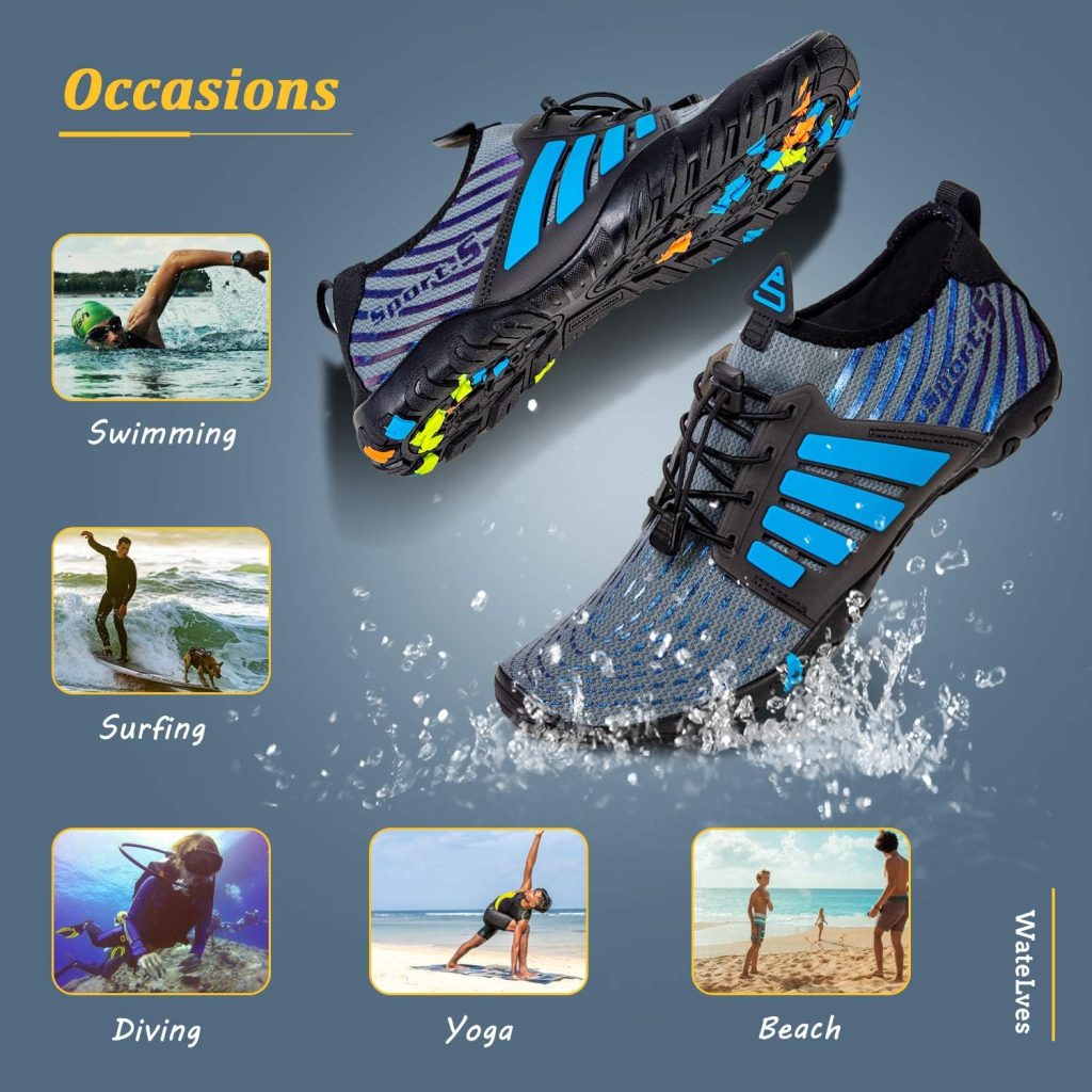 WateLves Water Shoes Mens Womens Beach Swim Shoes Quick-Dry Aqua Socks Pool Shoes for Surf Yoga Water Aerobics