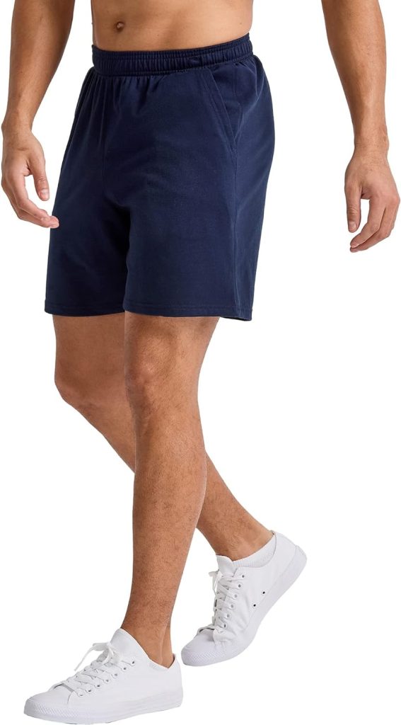 Hanes Mens Originals Cotton Pockets, Pull-on Jersey Gym Shorts, 7