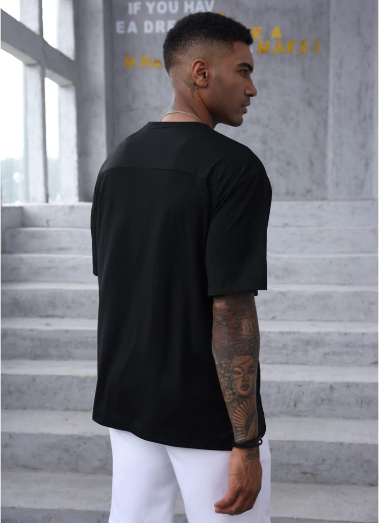 Mens Fashion Athletic T-Shirts Short Sleeve Casual Tee Plain Loose Crew Workout Gym Streetwear Shirts Top