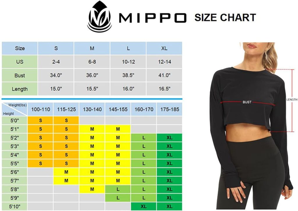 Mippo Long Sleeve Crop Tops Workout Athletic Gym Shirts Cropped Sweatshirts for Women