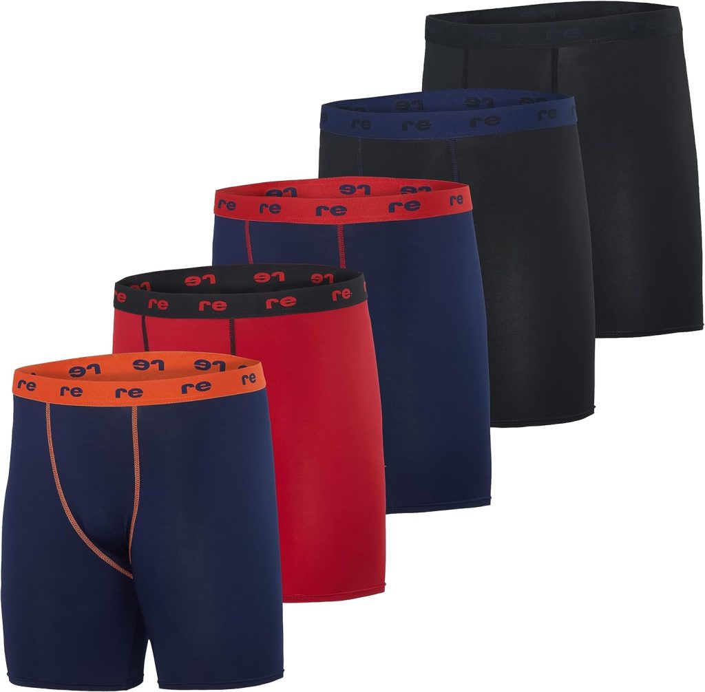 Real Essentials 5 Pack: Mens Compression Shorts - Quick Dry Performance Active Underwear (Available in Big  Tall)