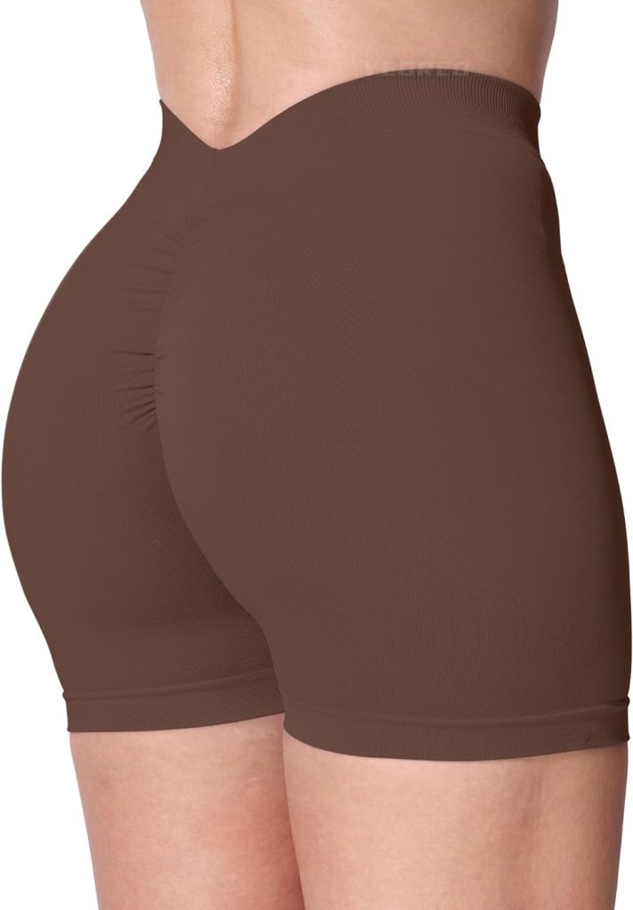 YEOREO Workout Scrunch Shorts Women 3.6 V Back Gym Shorts Butt Lifting Liz High Waisted Seamless Shorts